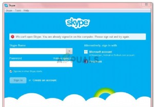 Khắc phục:Chúng tôi không thể mở Skype. Bạn đã đăng nhập trên máy tính này 