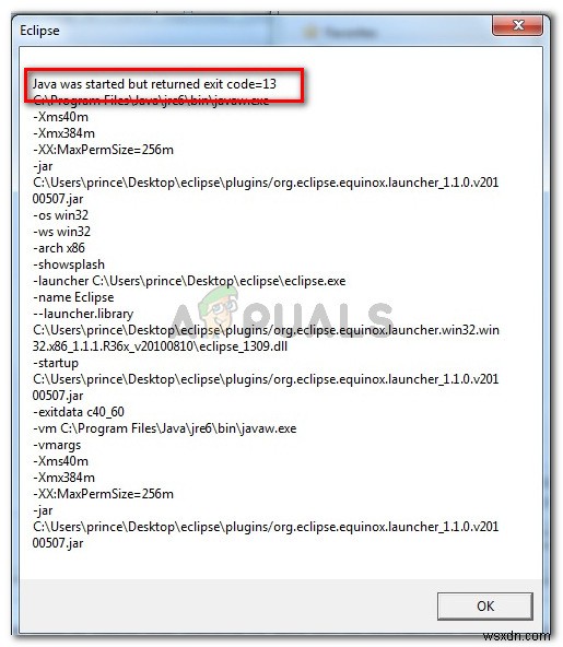 Khắc phục:Java đã được khởi động nhưng trả về mã thoát =13 Eclipse 