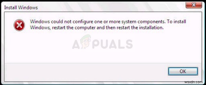 Khắc phục:Windows không thể định cấu hình một hoặc nhiều thành phần hệ thống 