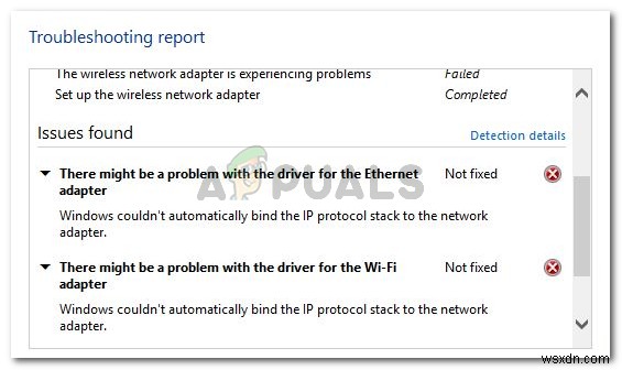 Khắc phục:Windows không thể tự động liên kết ngăn xếp giao thức IP với bộ điều hợp mạng 