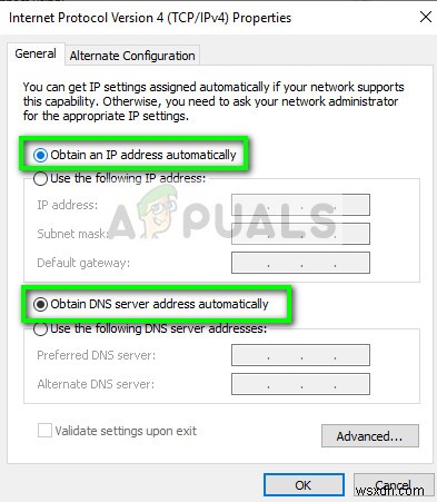 Khắc phục:DHCP không được bật cho Ethernet 
