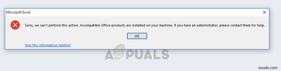 Khắc phục:Sản phẩm Office không tương thích được cài đặt trên máy của bạn 