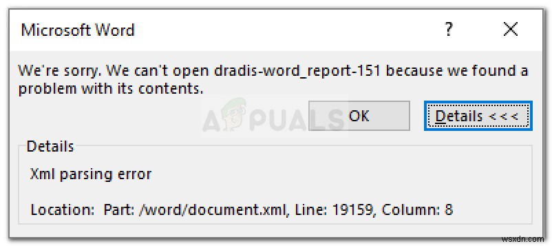 Khắc phục:Lỗi phân tích cú pháp XML của Microsoft Word 