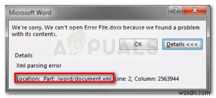 Khắc phục:Lỗi phân tích cú pháp XML của Microsoft Word 