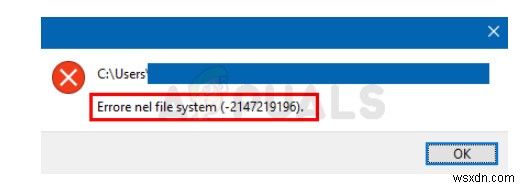 Cách sửa lỗi hệ thống tệp -2147219196 