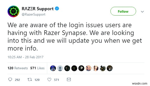 Khắc phục:Razer Synapse Error 3803 