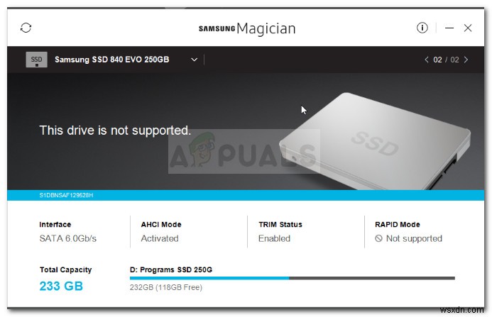 Khắc phục:Samsung Magician không nhận dạng SSD 