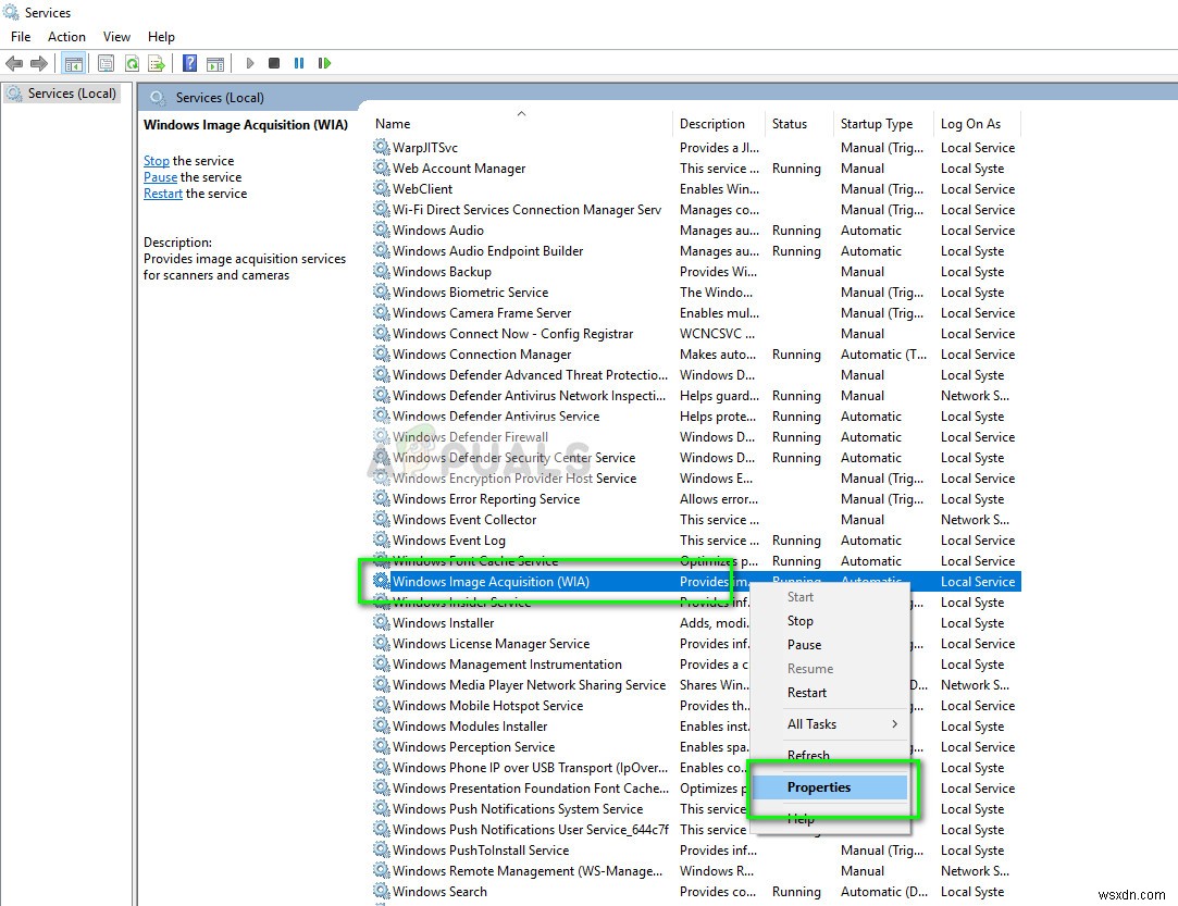 Khắc phục:CPU cao của Windows Image Acquisition 