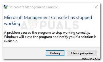 Khắc phục:Bảng điều khiển quản lý Microsoft đã ngừng hoạt động 