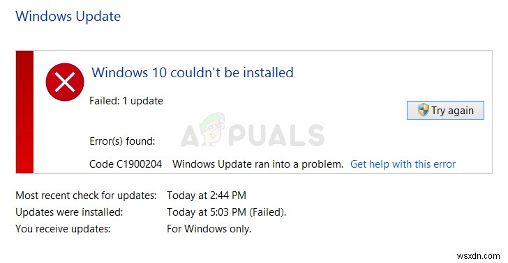 Khắc phục:Lỗi cập nhật Windows 0xc1900204 