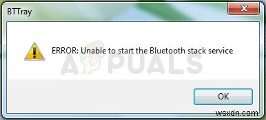 Khắc phục:Không thể bắt đầu dịch vụ ngăn xếp Bluetooth 