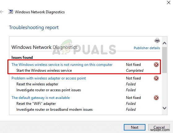 Khắc phục:Dịch vụ không dây của Windows không chạy 