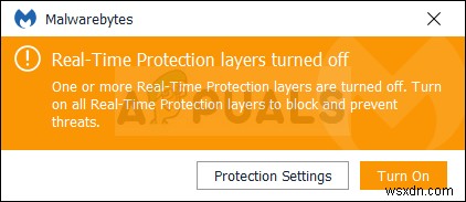 Khắc phục:Đã tắt các lớp bảo vệ thời gian thực Malwarebytes 