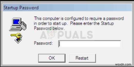Khắc phục:Máy tính này được cấu hình để yêu cầu mật khẩu để khởi động 
