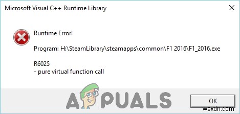 Khắc phục:Microsoft Visual C ++ Runtime Error R6025 