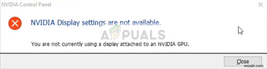 Khắc phục:Cài đặt hiển thị NVIDIA không khả dụng 