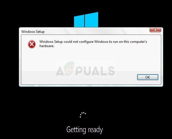 Khắc phục:Thiết lập Windows không thể cấu hình Windows để chạy trên phần cứng máy tính này 