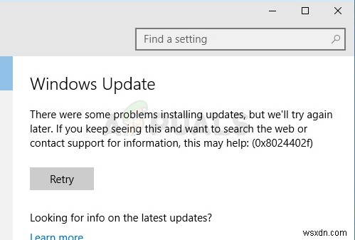 Khắc phục:Lỗi cập nhật Windows 0x8024402f 