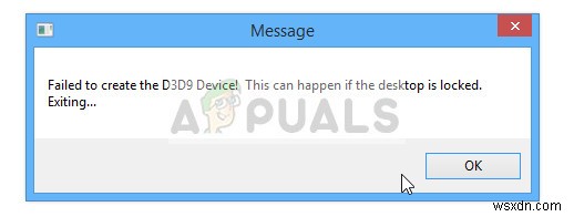 Khắc phục:Không tạo được thiết bị d3d9 