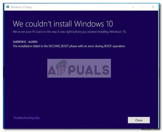 Khắc phục:Lỗi cập nhật Windows 10 0x800f081e 