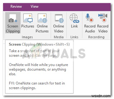 Cách thay đổi lối tắt cắt màn hình OneNote trên Windows 10 