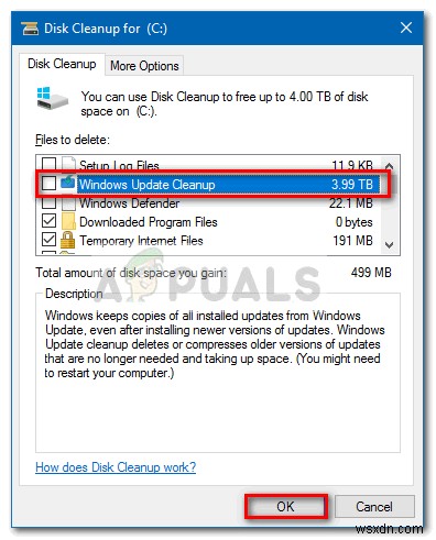 Khắc phục:Disk Cleanup Bug 3,99 TB được Windows Updates sử dụng 