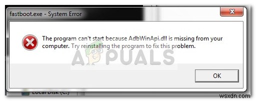 Khắc phục:AdbWinApi.dll bị thiếu