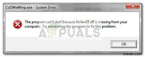 Khắc phục:lỗi thiếu binkw32.dll