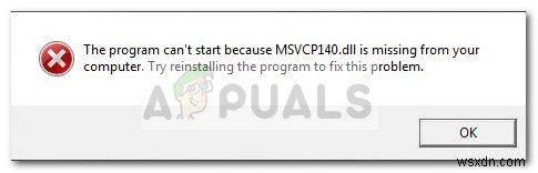 Khắc phục:Thiếu MSVCP140.dll 