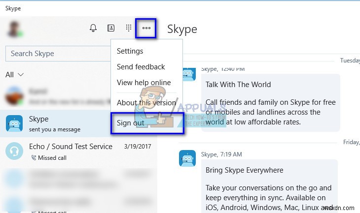 Khắc phục:Tin nhắn Skype không gửi được 