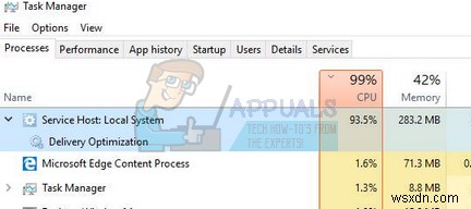 Khắc phục:Sử dụng đĩa hoặc CPU cao “Tối ưu hóa phân phối máy chủ dịch vụ” 