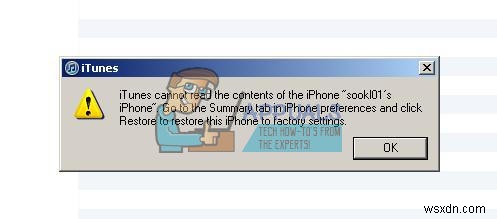 Khắc phục:iTunes không thể đọc nội dung của iPhone 