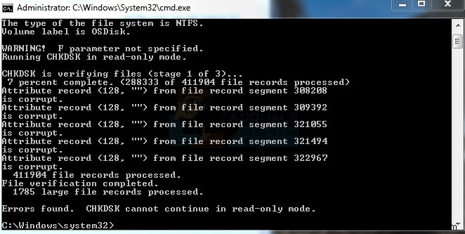 chkdsk / f / r so với chkdsk / r / f 