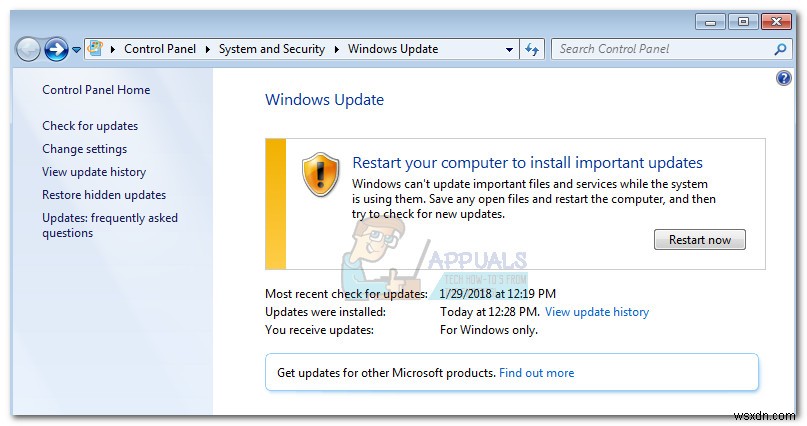 Khắc phục:Trình cài đặt độc lập của Windows Update bị kẹt khi Tìm kiếm bản cập nhật 