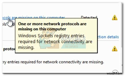 Khắc phục:Các mục đăng ký ổ cắm Windows được yêu cầu cho kết nối mạng bị thiếu 