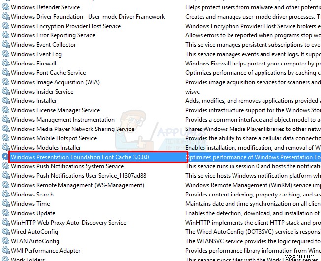 Khắc phục:PresentationFontCache.exe Sử dụng CPU hoặc MEMORY cao 