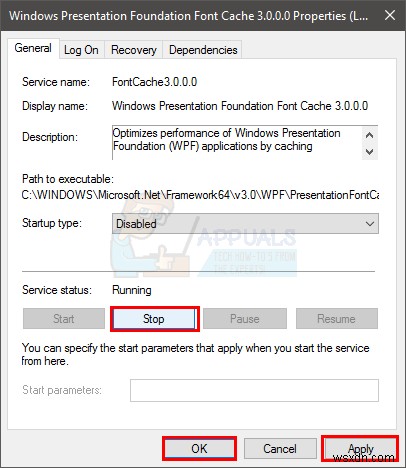 Khắc phục:PresentationFontCache.exe Sử dụng CPU hoặc MEMORY cao 