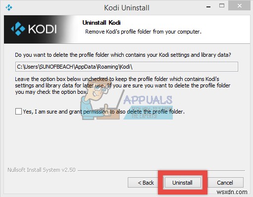 Cách thực hiện:Gỡ cài đặt Kodi trên Windows 10 