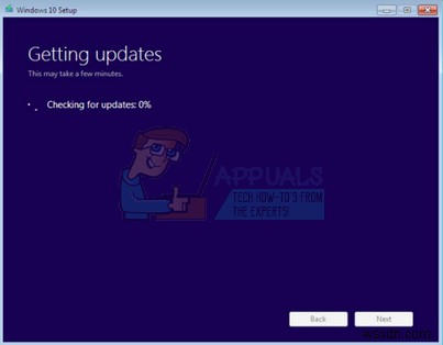 Khắc phục:Thiết lập Windows 10 bị kẹt khi kiểm tra các bản cập nhật 