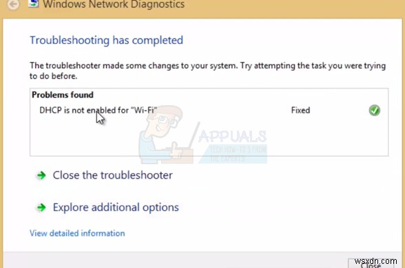 Khắc phục:DHCP không được kích hoạt cho Wifi 