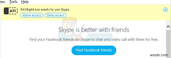 Khắc phục:RAVBg64.exe muốn sử dụng Skype 