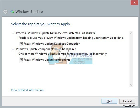 Khắc phục:Đã phát hiện lỗi cơ sở dữ liệu cập nhật Windows có thể xảy ra 