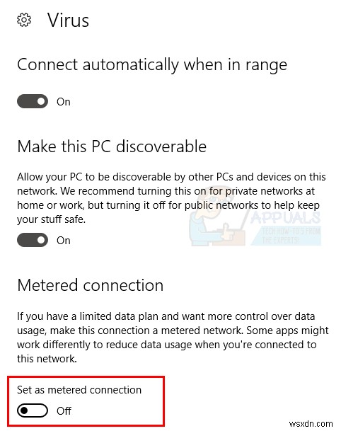 Cách tắt kết nối được đo trên Windows 10 