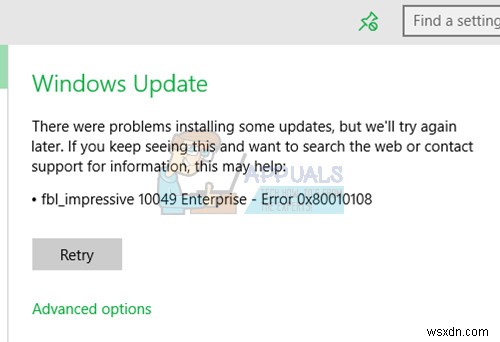 Cách sửa lỗi cập nhật Windows 0x80010108 