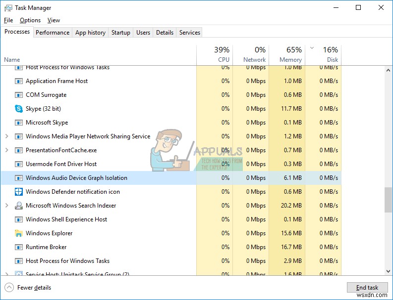 Khắc phục:Sử dụng CPU cao bởi audiodg.exe 