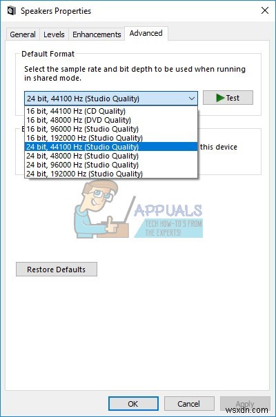 Khắc phục:Sử dụng CPU cao bởi audiodg.exe 