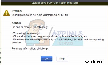 KHẮC PHỤC:QuickBooks không thể lưu biểu mẫu của bạn dưới dạng tệp PDF 