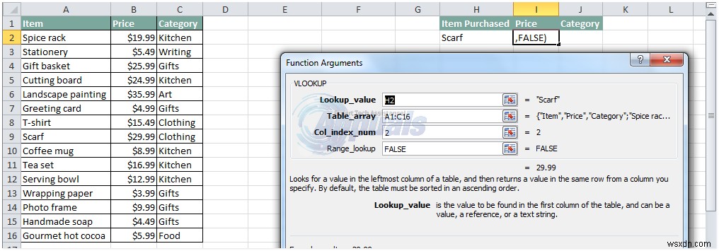 Cách sử dụng hàm VLOOKUP trong Excel 