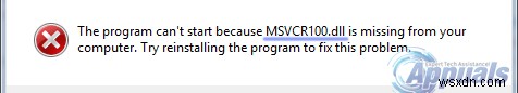 Khắc phục:Thiếu MSVCP100.dll 
