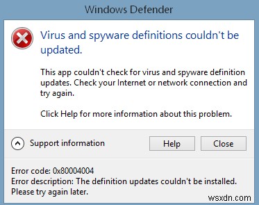 Khắc phục:Lỗi Windows Defender 0x80004004 